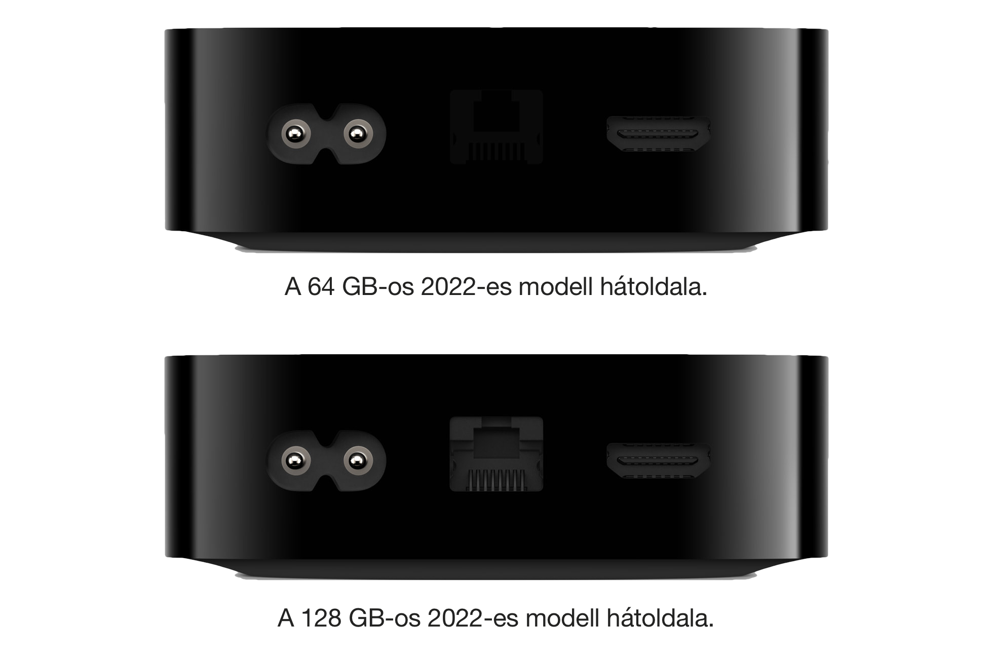 Az Apple TV 4K hátoldala HDMI 2.0 csatlakozóval