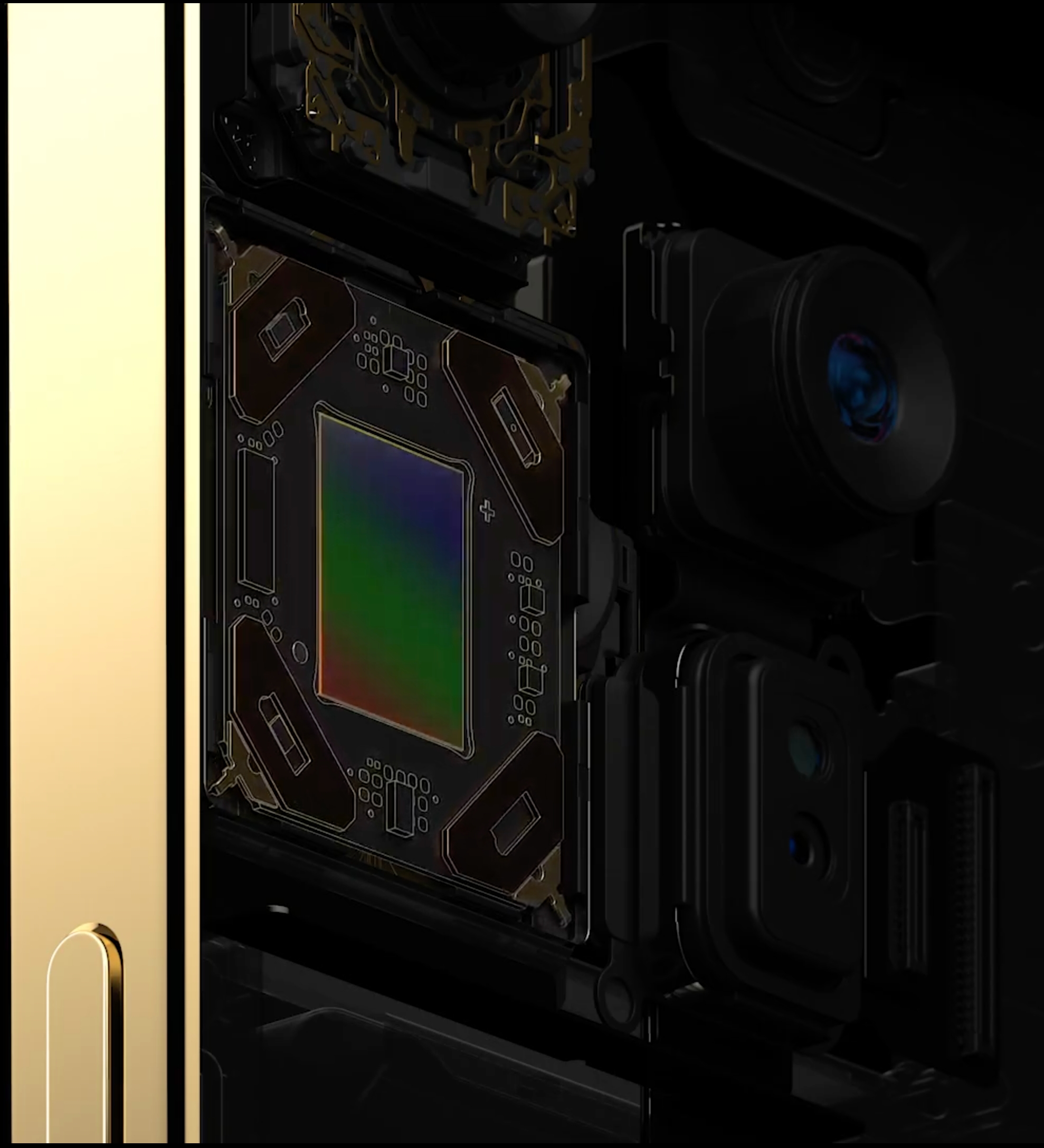 Az iPhone 12 Pro Max esetén mozog az érzékelő is, nem csupán a lencsetag, ezáltal stabilabb a felvétel.